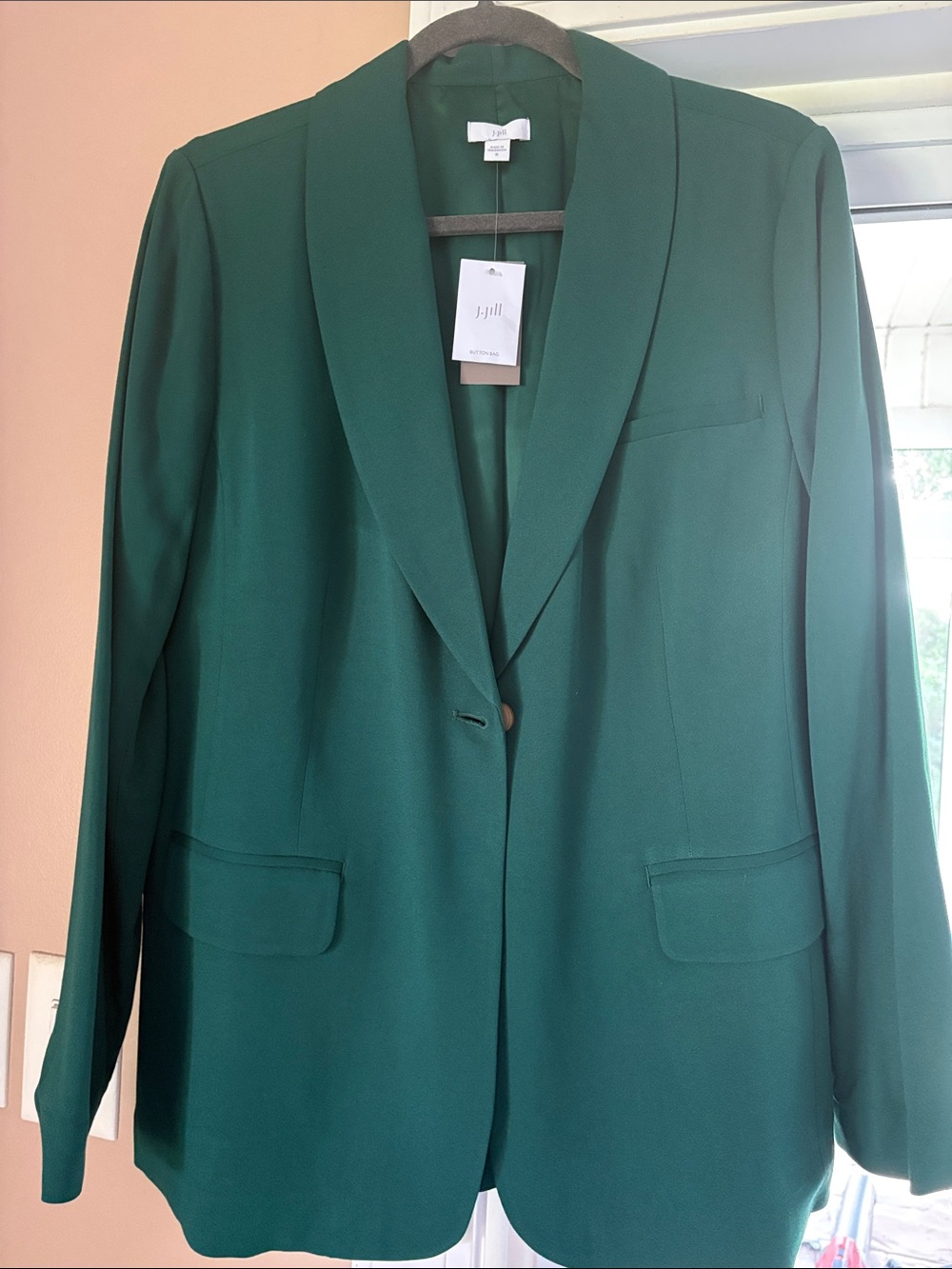 NWT J.Jill Green Single-Button Pocket Blazer